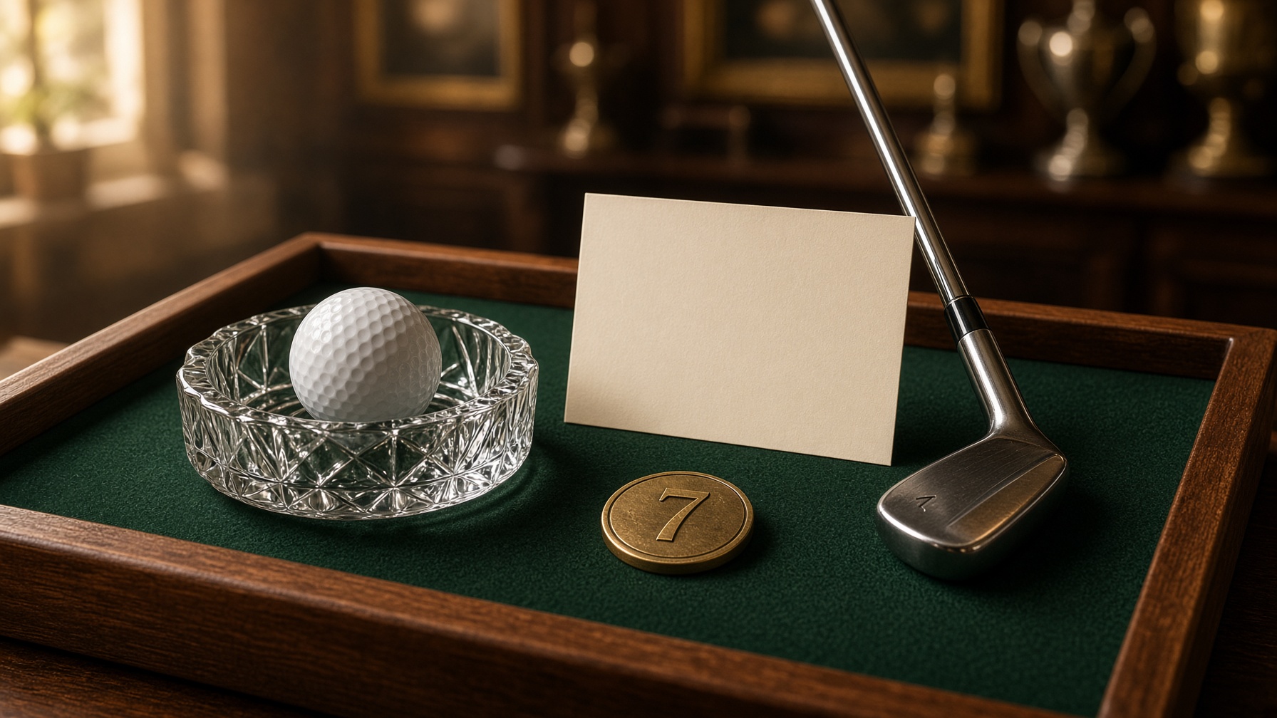 Hole-in-one club: ball, iron, and brass hole marker