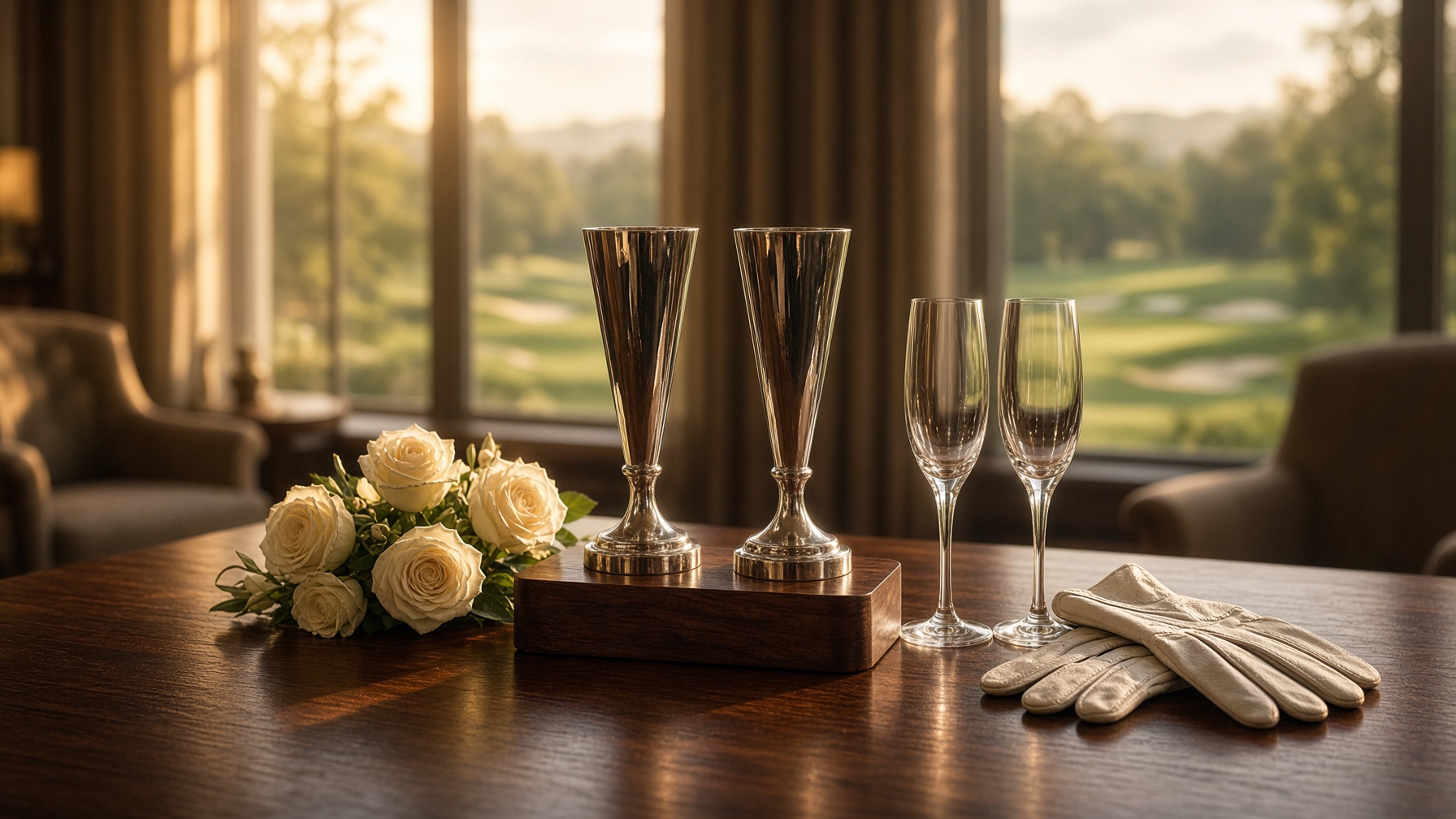 Paired silver cups for the couples championship